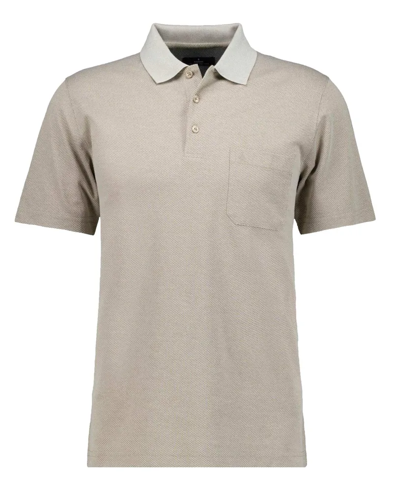 Ragman Pflegeleichtes Poloshirt mit Brusttasche und Fishnet-Muster in Beige