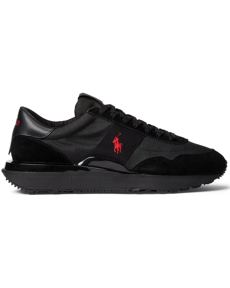 Ralph Lauren Runner-Sneaker aus Mesh-Veloursleder-Mix in Schwarz