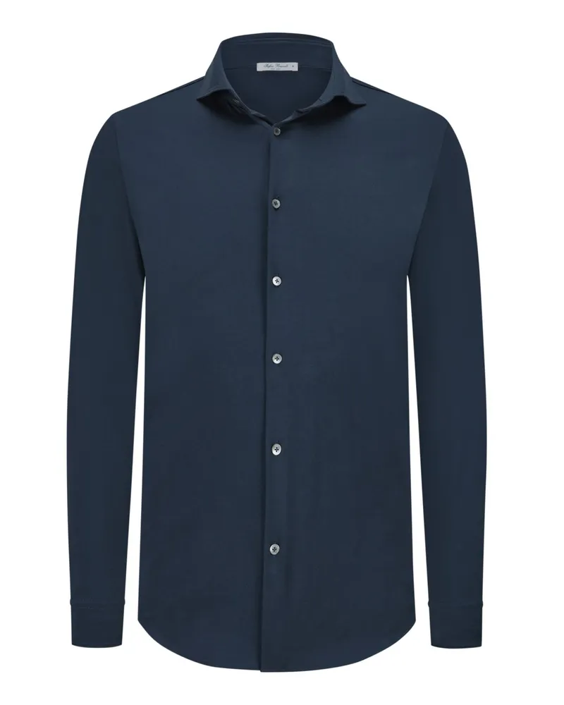 Stefan Brandt Edles Jersey-Hemd aus Stefan Brandt SEA ISLAND®-Baumwolle mit Haifischkragen in Marine