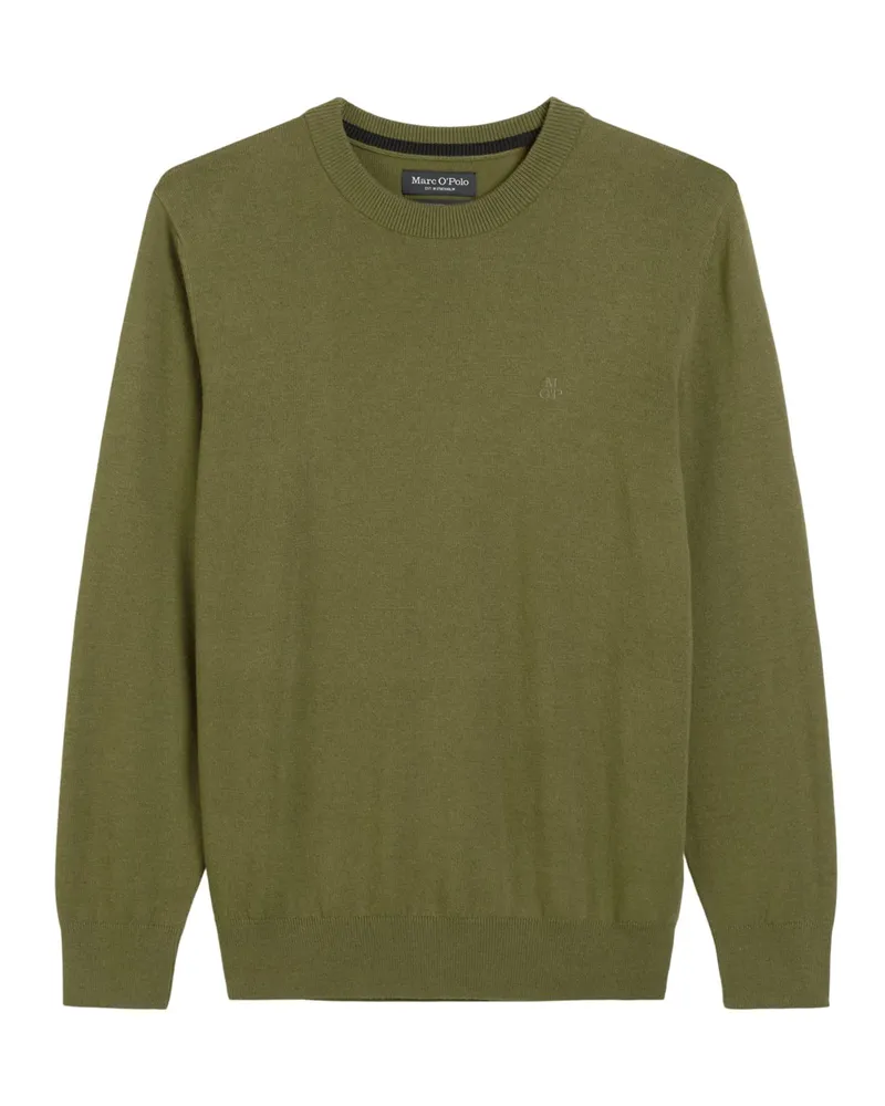 Marc O'Polo Pullover aus einem Wollgemisch mit Label-Stickerei in Oliv