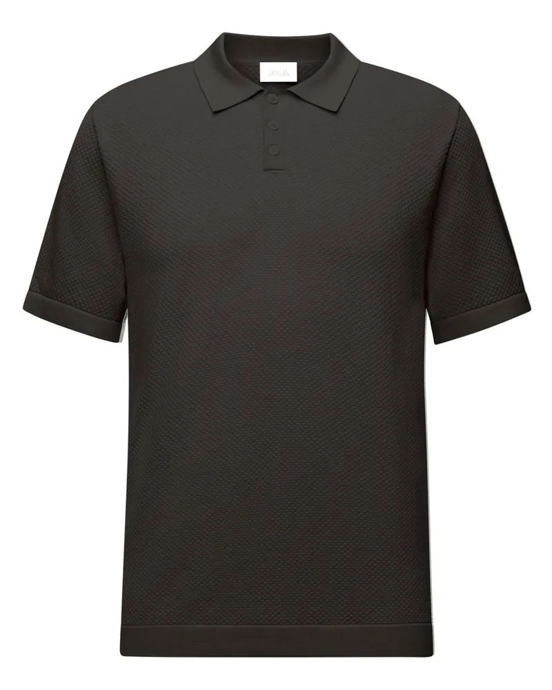 Drykorn Unifarbenes Strick-Poloshirt aus Baumwolle, Regular Fit in Dunkelbraun