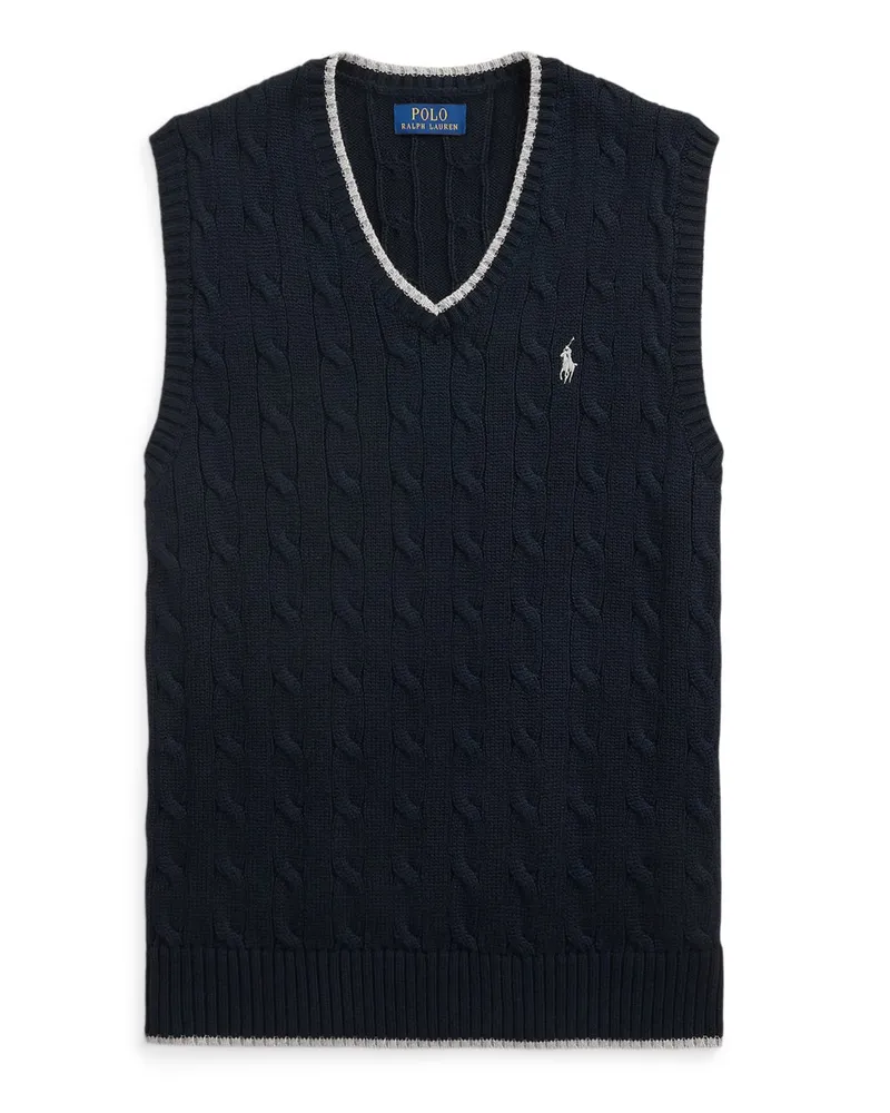 Ralph Lauren Pullunder aus Baumwollstrick mit Zopfmuster in Marine