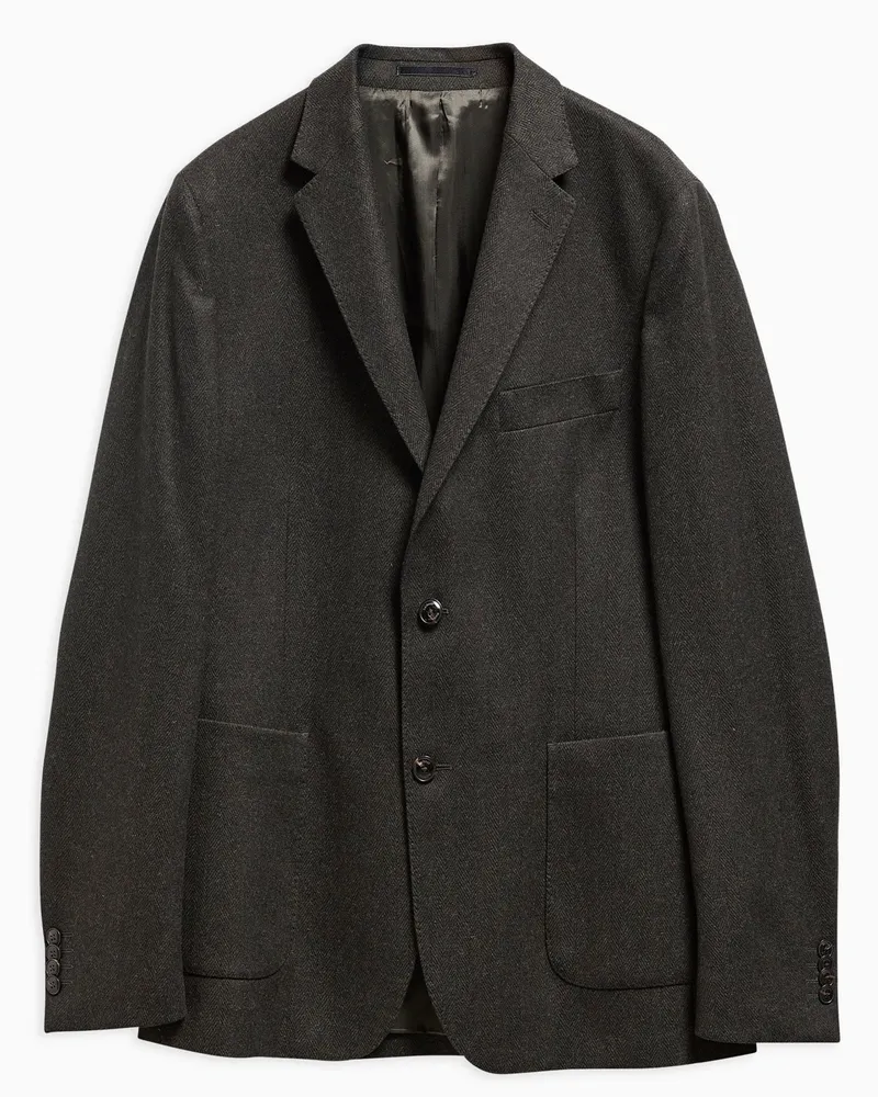 Barbour Anzugsakko aus Wolle und Kaschmir mit Fischgrätmuster, Tailored Fit in Grün