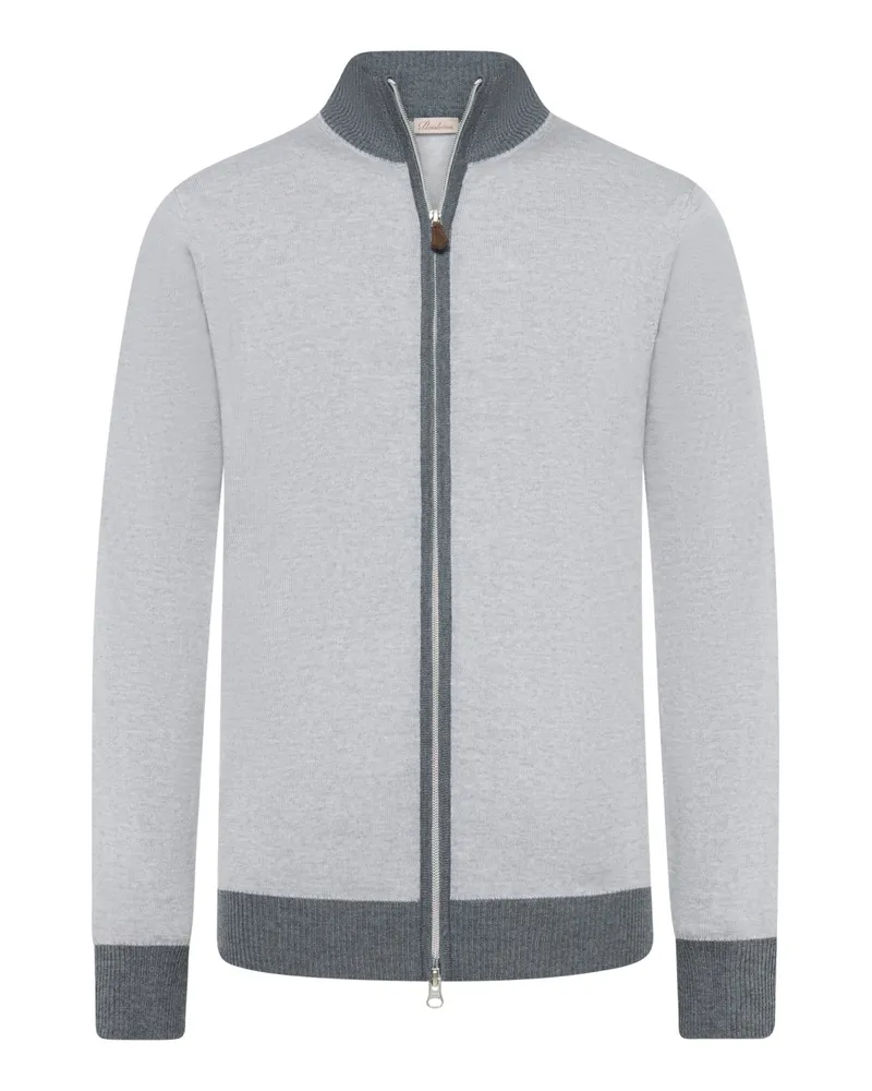 Stenströms Weicher Cardigan aus Merinowolle mit Kontrast-Details in Hellgrau
