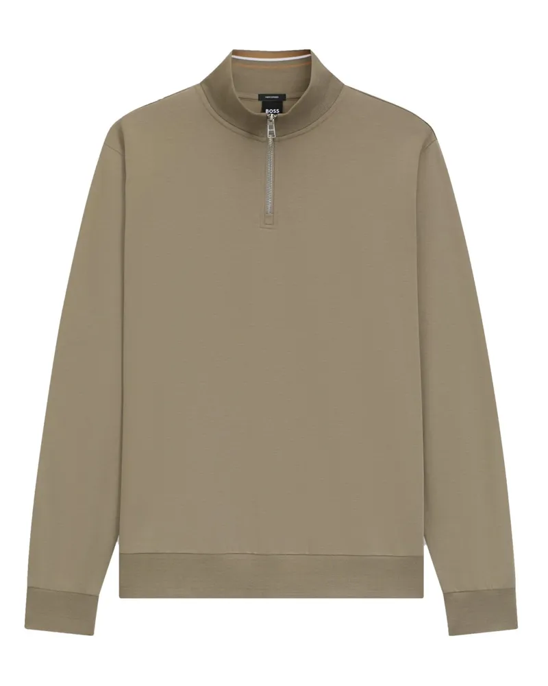 HUGO BOSS Sweat-Troyer aus merzerisierter Baumwolle mit Stretch in Oliv