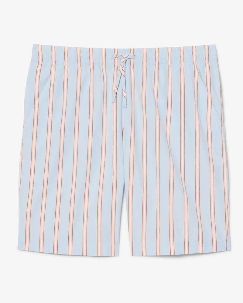Lacoste Gestreifte Shorts aus Baumwollpopeline in Hellblau