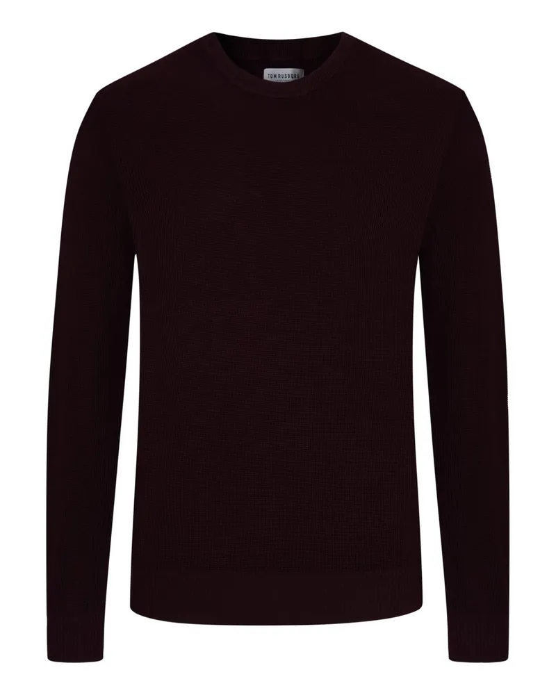 Tom Rusborg Softer Pullover aus Merinowolle mit O-Neck und Kaschmiranteil in Bordeaux