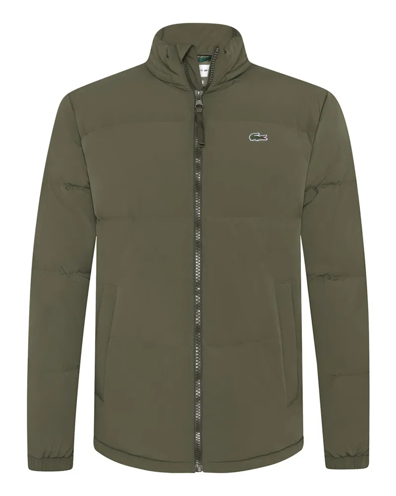 Lacoste Wasserabweisende Daunenjacke mit in Kargen integrierter Kapuze in Oliv
