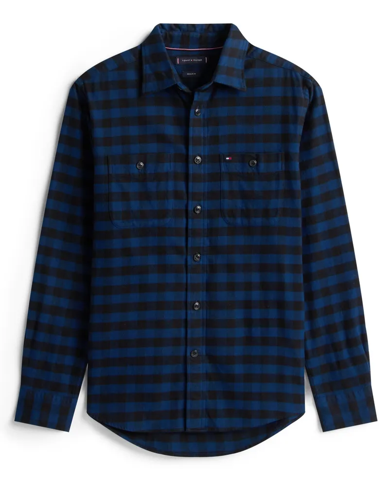 Tommy Hilfiger Flanellhemd mit Karo-Muster, Regular Fit in Blau