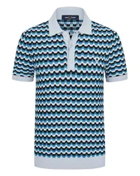 Fred Perry Poloshirt in Frottee-Qualität mit Wellen-Print Blau