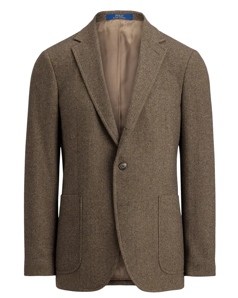 Ralph Lauren Sakko mit Fischgrätmuster aus einem Woll-Mix, Modern Fit in Braun