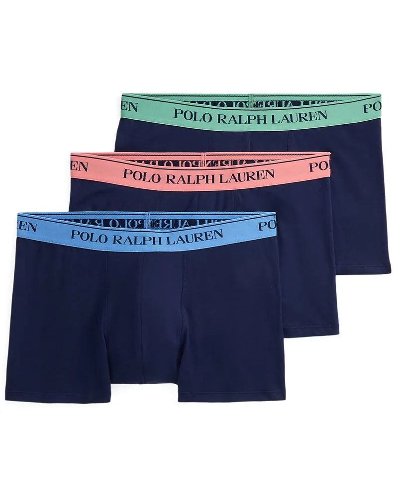 Ralph Lauren 3er Pack Boxer-Tunks aus elastischem Baumwollmix mit Label-Bund in Marine