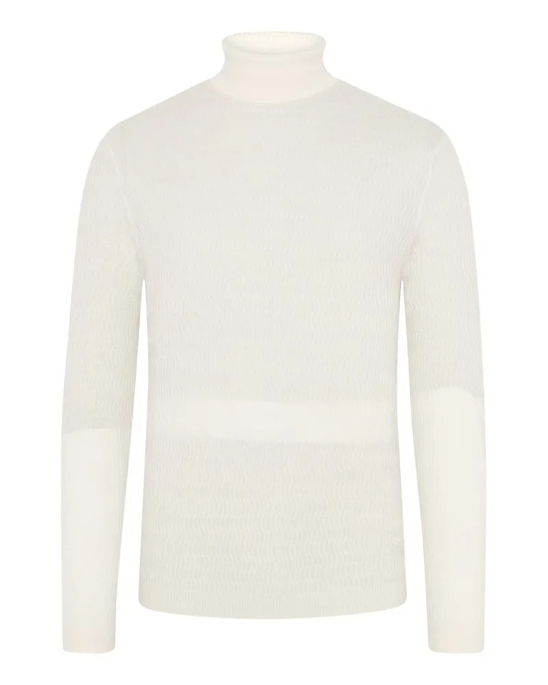 EA7 Leichter Rundhalspullover aus Schurwolle in Offwhite