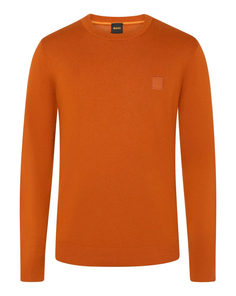 HUGO BOSS Leichter Pullover mit Kaschmiranteil und O-Neck in Orange
