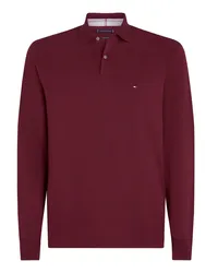 Tommy Hilfiger TH Flex Langarm-Poloshirt in Piqué-Qualität, Regular Fit Bordeaux