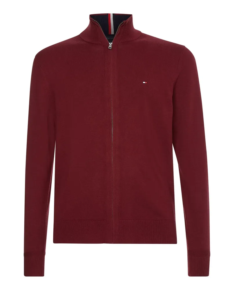 Tommy Hilfiger Leichte Strickjacke mit Kaschmir und Zip in Bordeaux