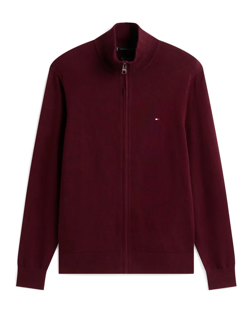 Tommy Hilfiger Leichte Strickjacke mit Kaschmir und Zip in Bordeaux