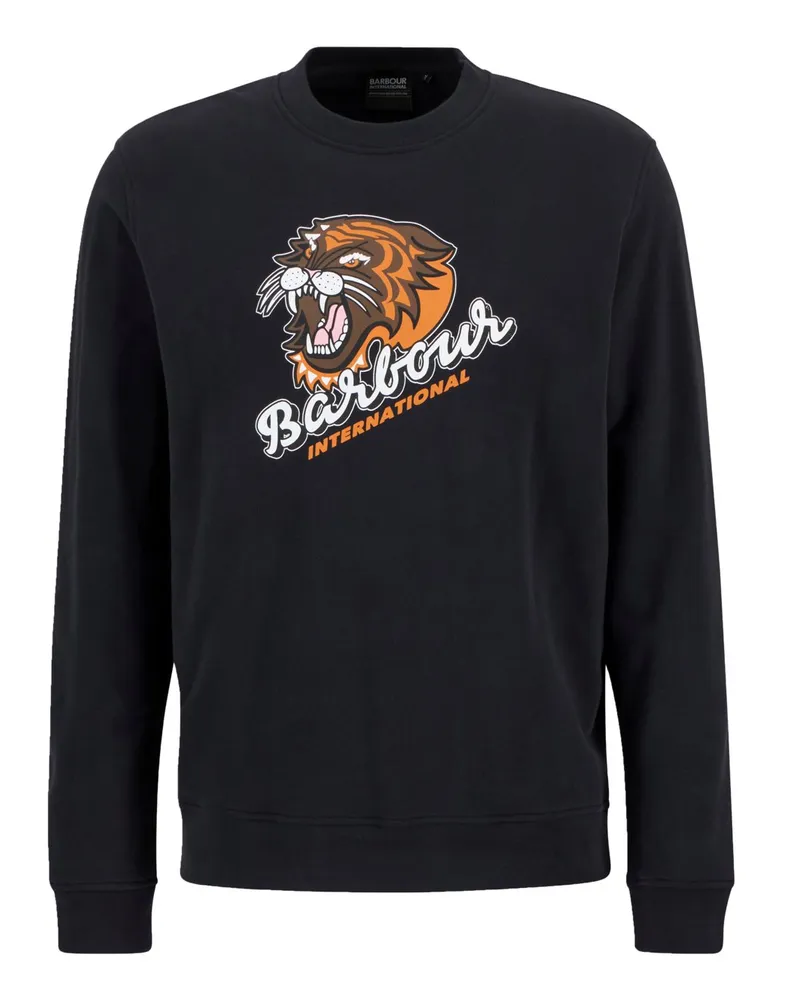 Barbour Sweatshirt aus Baumwolle mit Frontprint in Schwarz