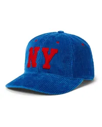 Ralph Lauren Cap in Cord-Qualität mit Ney York-Aufnäher Blau