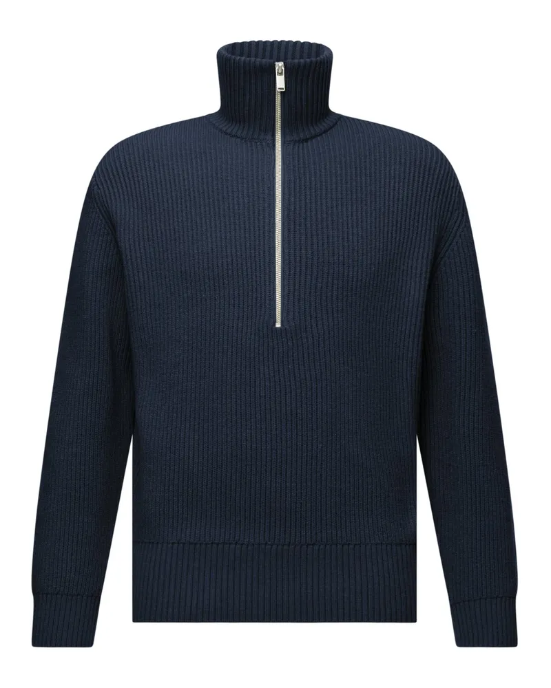 Drykorn Rippstrick-Sweater mit Half Zip in Marine