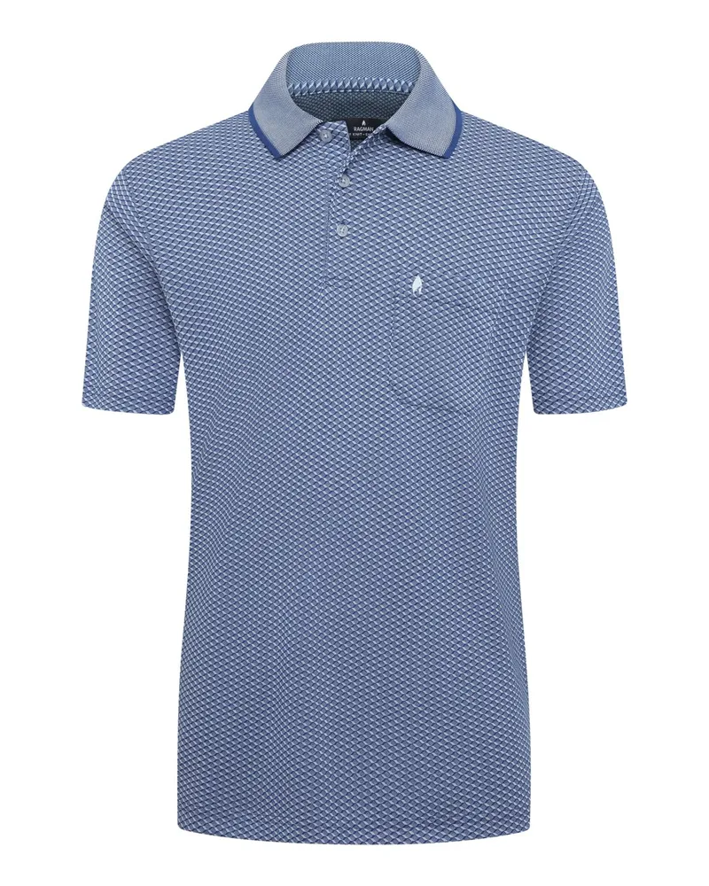 Ragman Pflegeleichtes Poloshirt mit Brusttasche und Netzstrutkur in Mittelblau