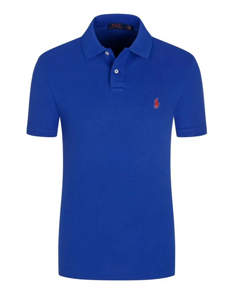 Ralph Lauren Piqué-Poloshirt, Slim Fit in Königsblau