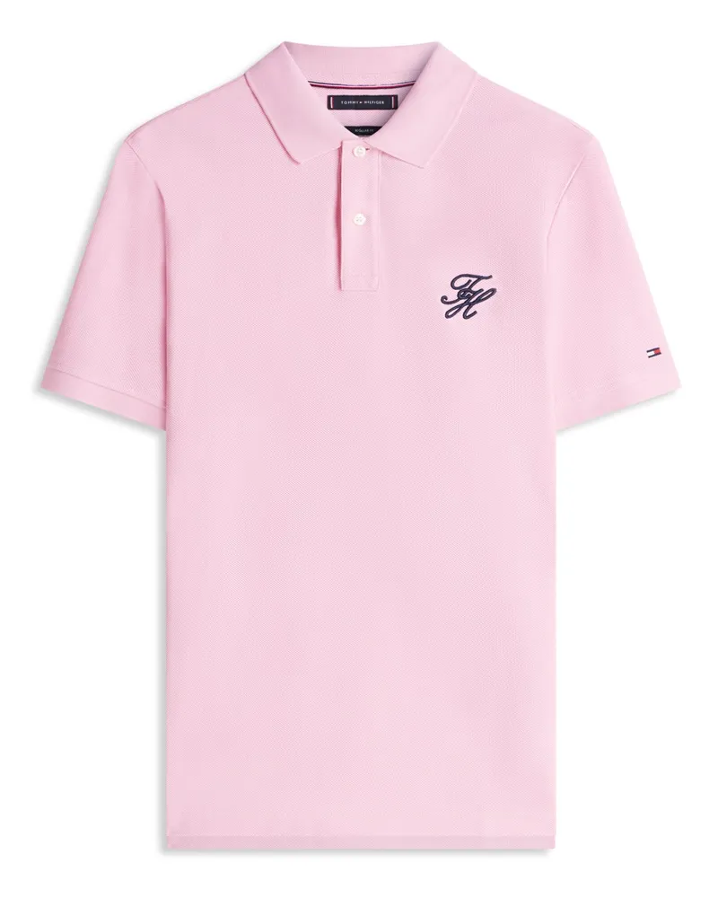 Tommy Hilfiger Poloshirt aus einem Baumwoll-Mesh mit Monogramm-Stickerei, Regular Fit in Rosenrot
