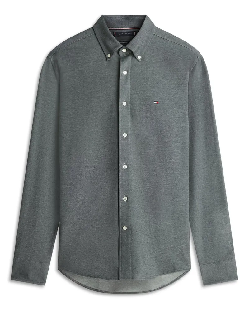 Tommy Hilfiger Leichtes Oxfordhemd mit Stretchanteil und Logo-Stickerei in Anthrazit