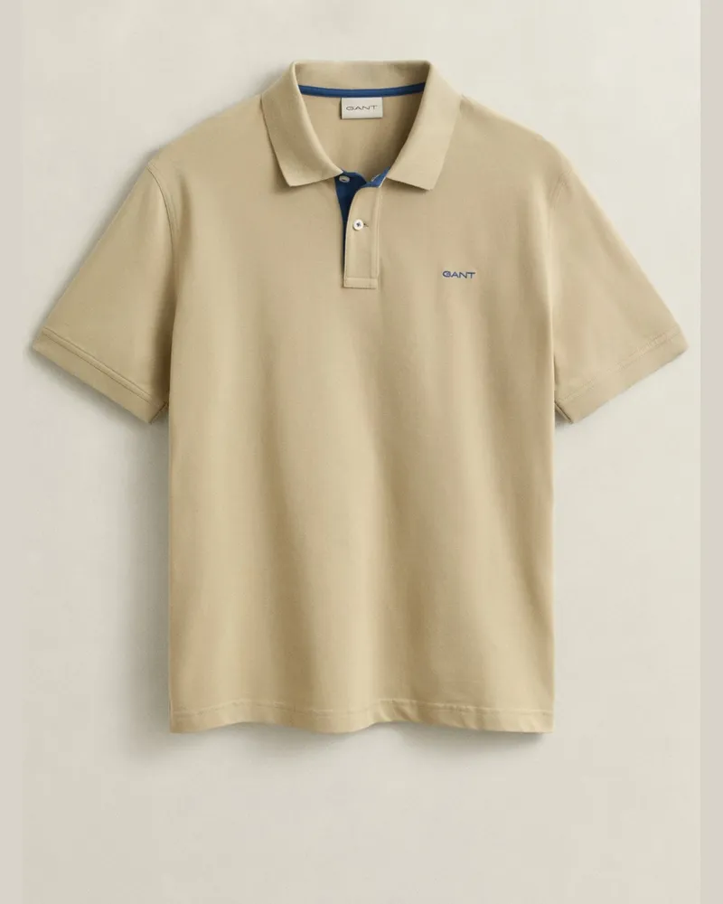 Gant Piqué-Poloshirt mit Stretchanteil und Label-Stickerei, Regular Fit in Beige