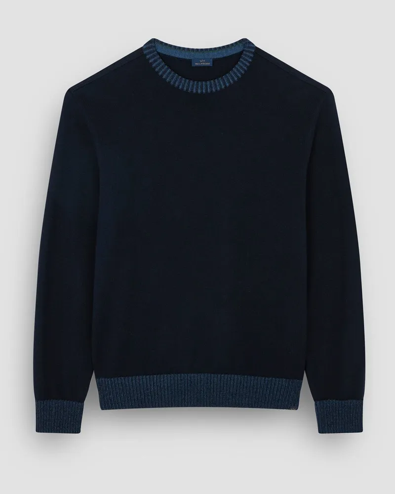 Paul & Shark Weicher Pullover aus Schurwolle mit Kontrast-Details in Marine