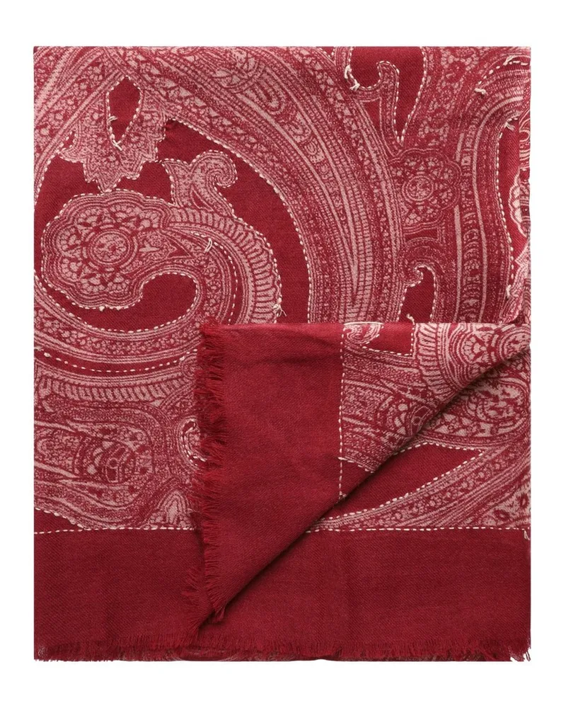 Altea Softer Wollschal mit floralem Print in Doubleface-Optik in Rot