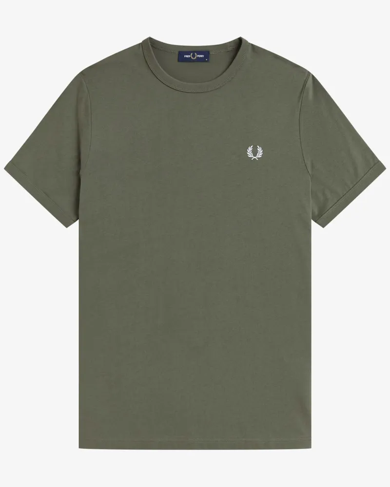 Fred Perry Softes T-Shirt aus Baumwolle mit Logo-Stickerei in Oliv
