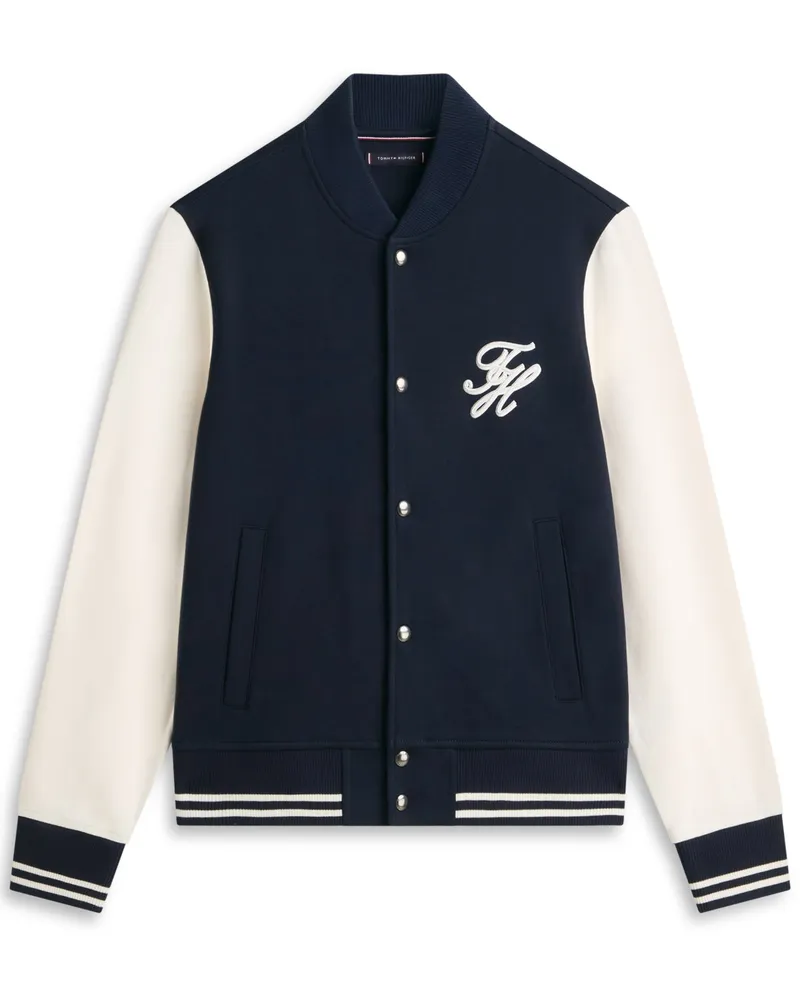 Tommy Hilfiger College-Sweatjacke mit Stickerei und Kontrastärmeln in Marine
