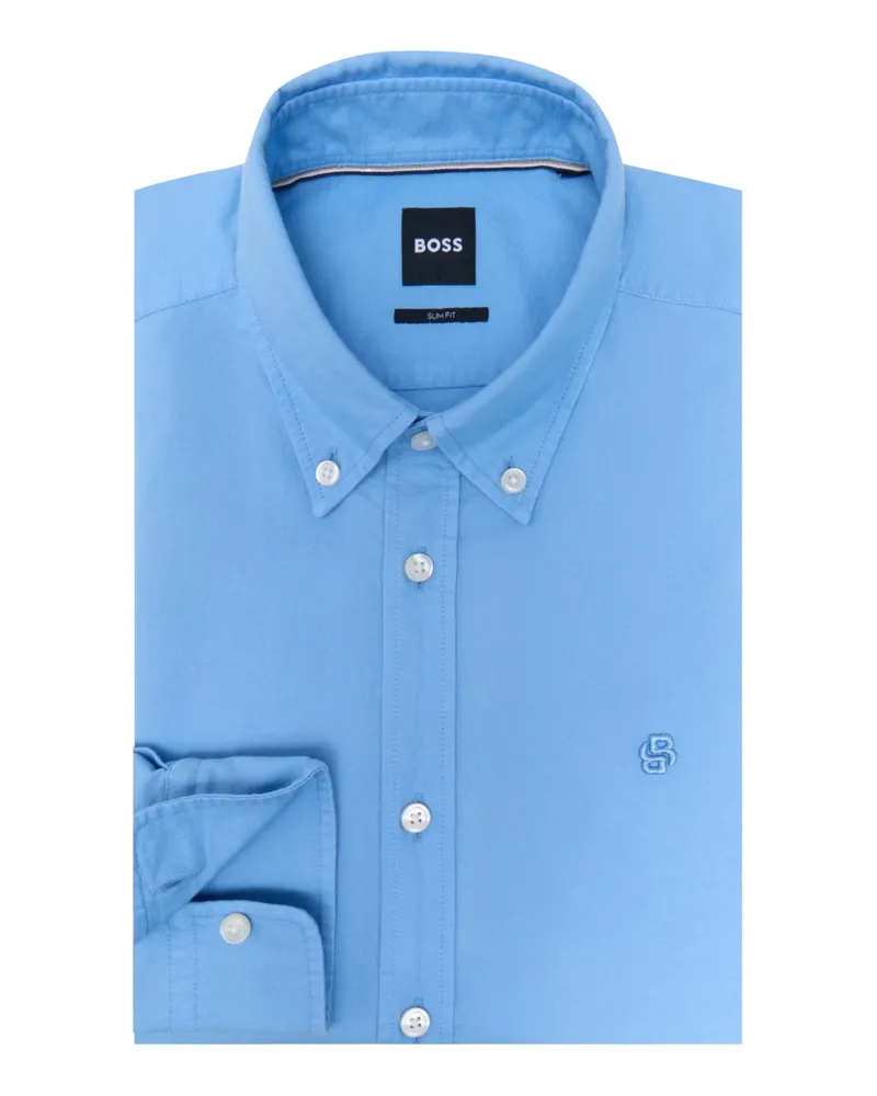 HUGO BOSS Unifarbenes Hemd in Oxford-Qualität mit Button Down-Kragen in Hellblau