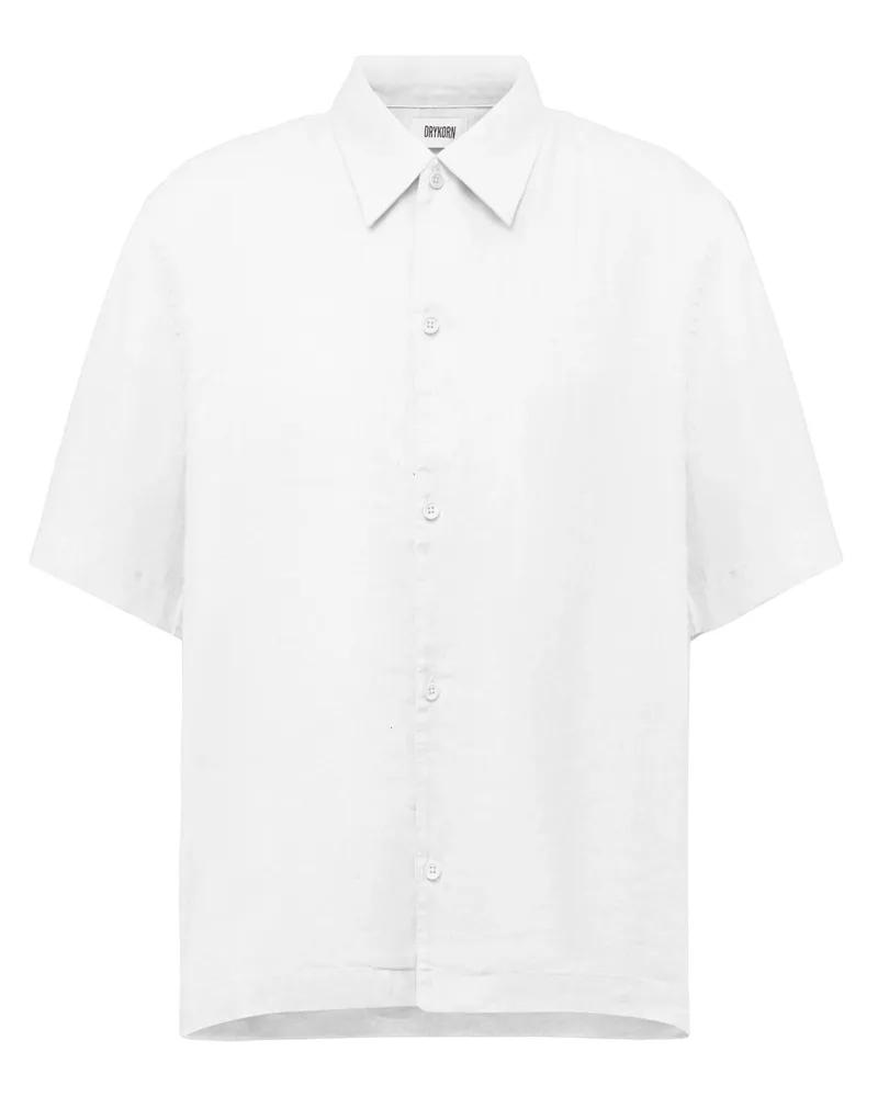 Drykorn Kurzarmhemd Meryn aus einem Leinenmix, Regular Fit in Weiß
