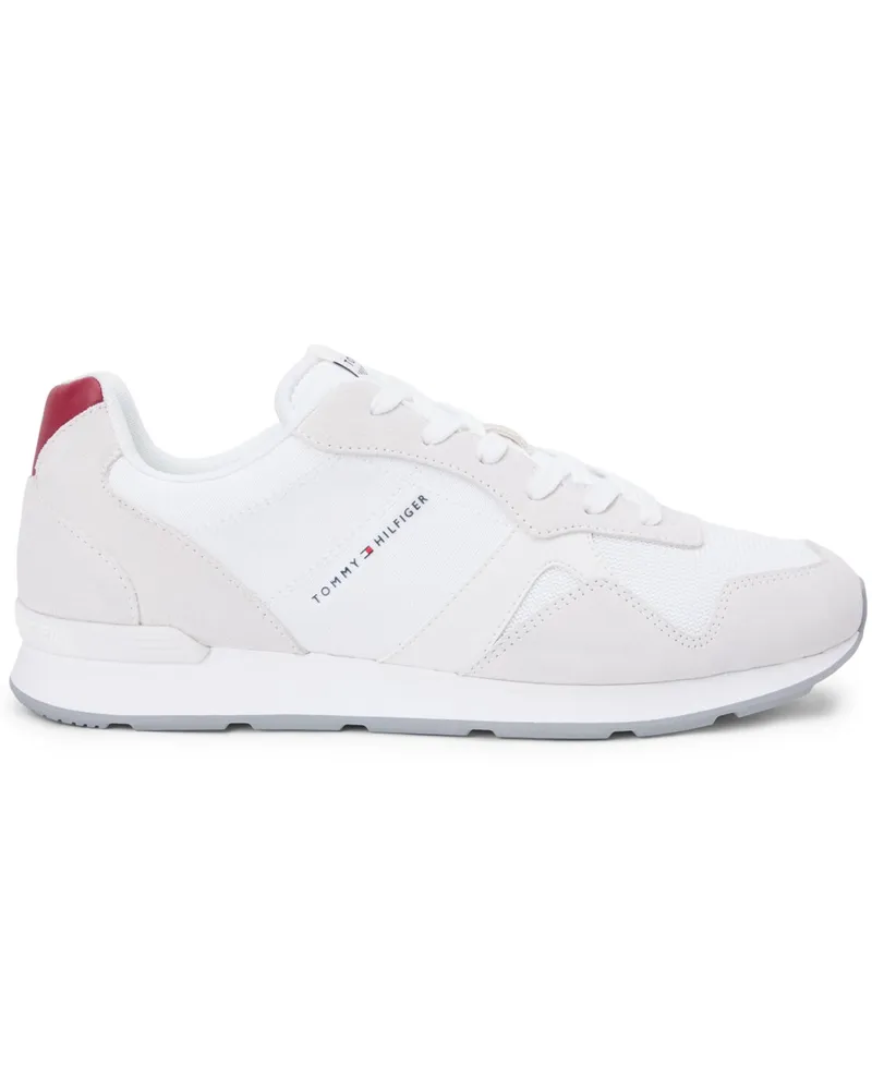 Tommy Hilfiger Low Top Runner-Sneaker in Strukturmix mit Wildleder-Details in Weiß