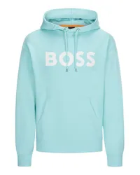 HUGO BOSS Hoodie aus Baumwolle mit Logo-Print Hellblau