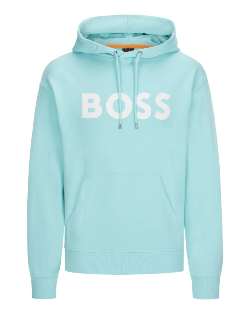 HUGO BOSS Hoodie aus Baumwolle mit Logo-Print Hellblau