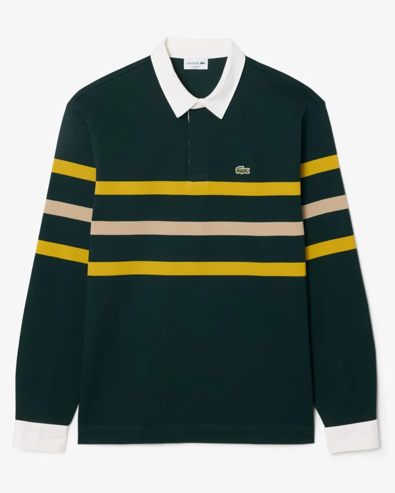 Lacoste Langarm-Poloshirt aus Baumwoll-Piqué, Relaxed Fit in Grün
