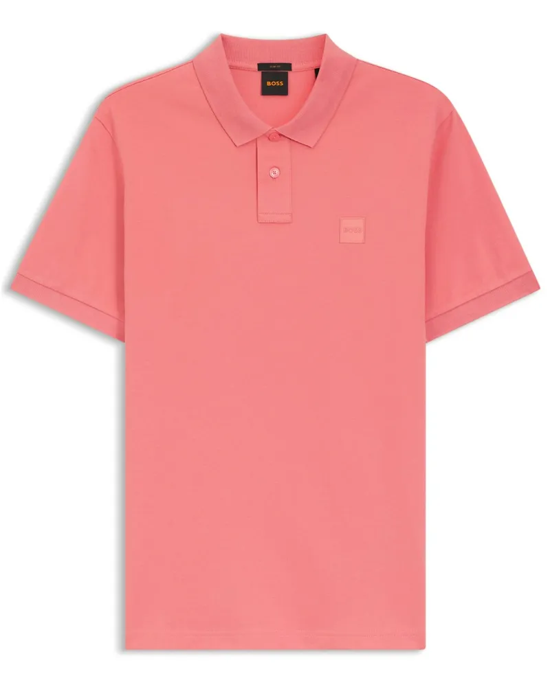 HUGO BOSS Piqué-Poloshirt mit Stretch und Label-Aufnäher in Rosenrot