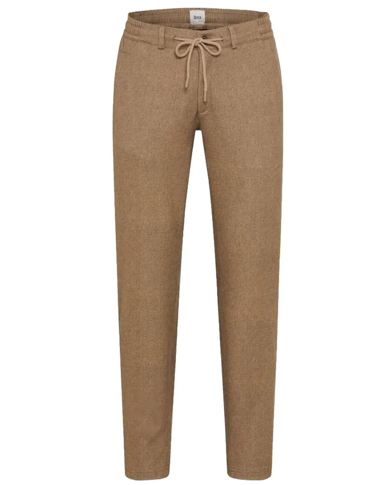 Brax Jerseyhose Phil aus einem elastischen Flanell-Mix, Tapered Fit in Beige