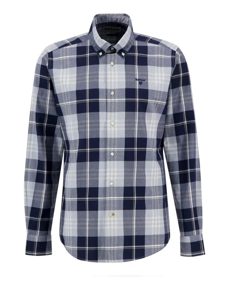 Barbour Leichtes Flanellhemd mit Glencheck-Muster, Tailored Fit in Blau