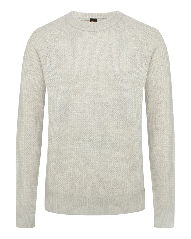HUGO BOSS Leichter Pullover aus einem Woll-Mix mit Raglanärmeln in Beige