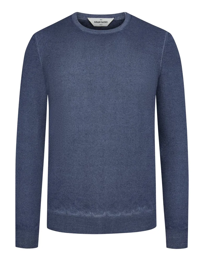 Gran Sasso Pullover aus Schurwolle mit Rundhalsausschnitt in Mittelblau