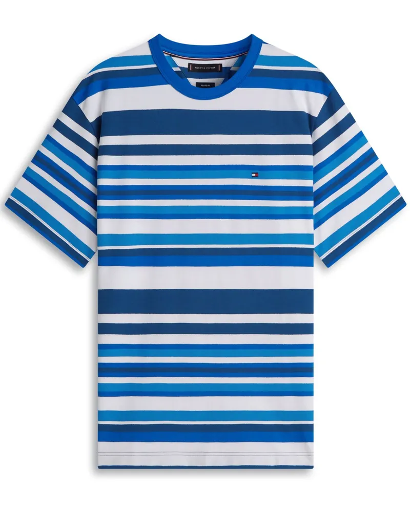 Tommy Hilfiger T-Shirt aus luftigem Baumwoll-Crepe mit Ringelstreifen, Relaxed Fit in Blau