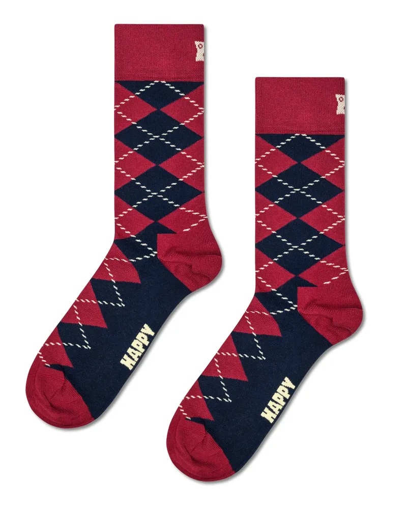 Happy Socks Socken mit Karo und Stretch in Dunkelrot