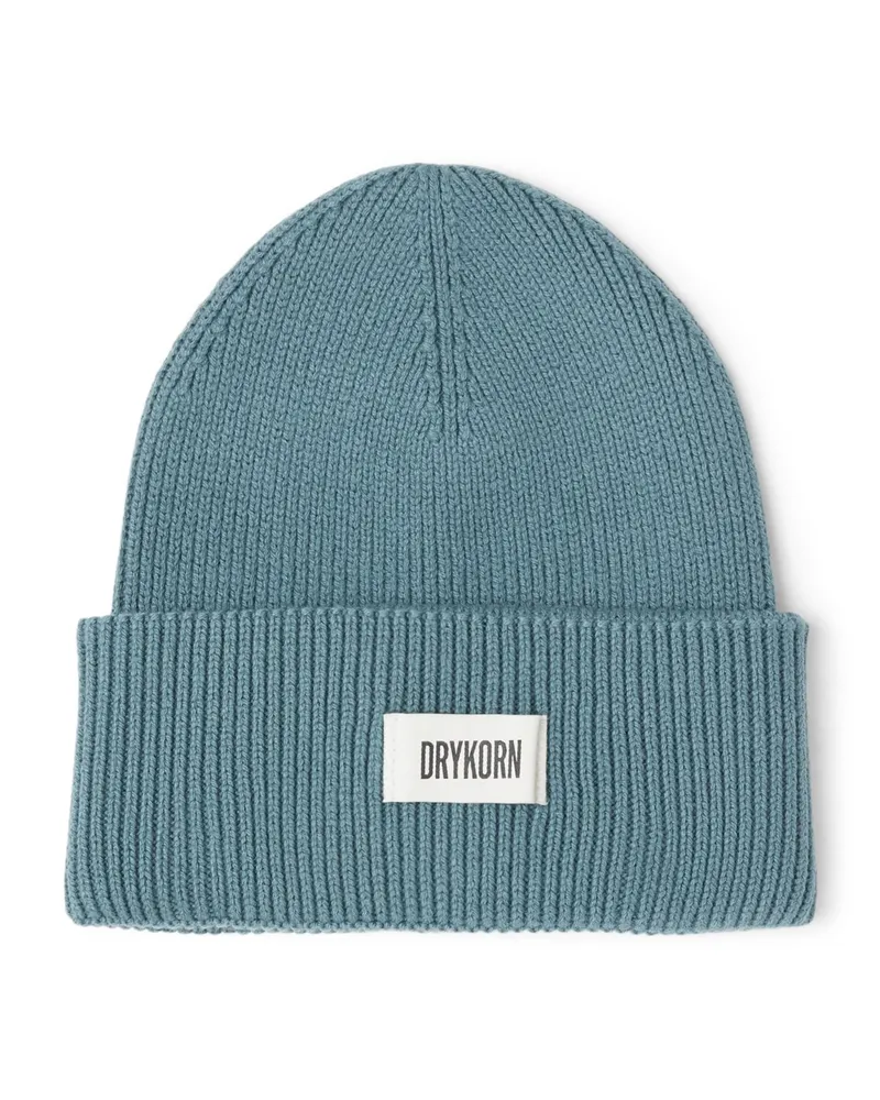 Drykorn Strickmütze aus einem soften Baumwollgemisch in Mittelblau