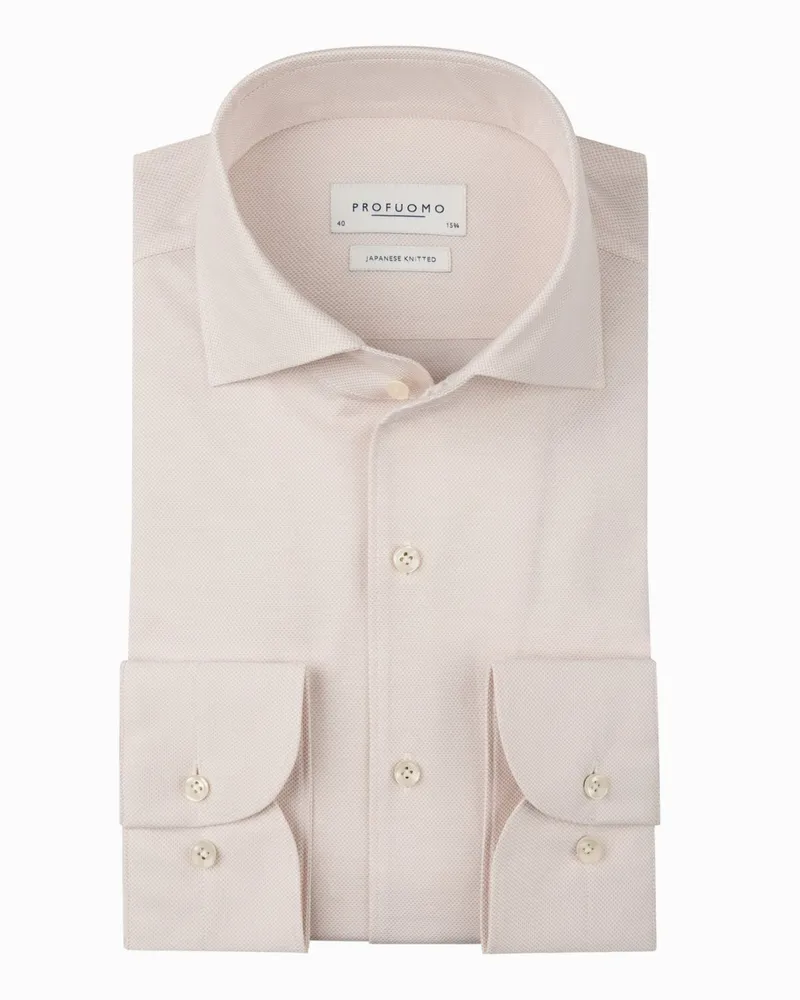 Profuomo Japanese Knitted Hemd aus einem Baumwoll-Mix, Slim Fit in Rosenrot