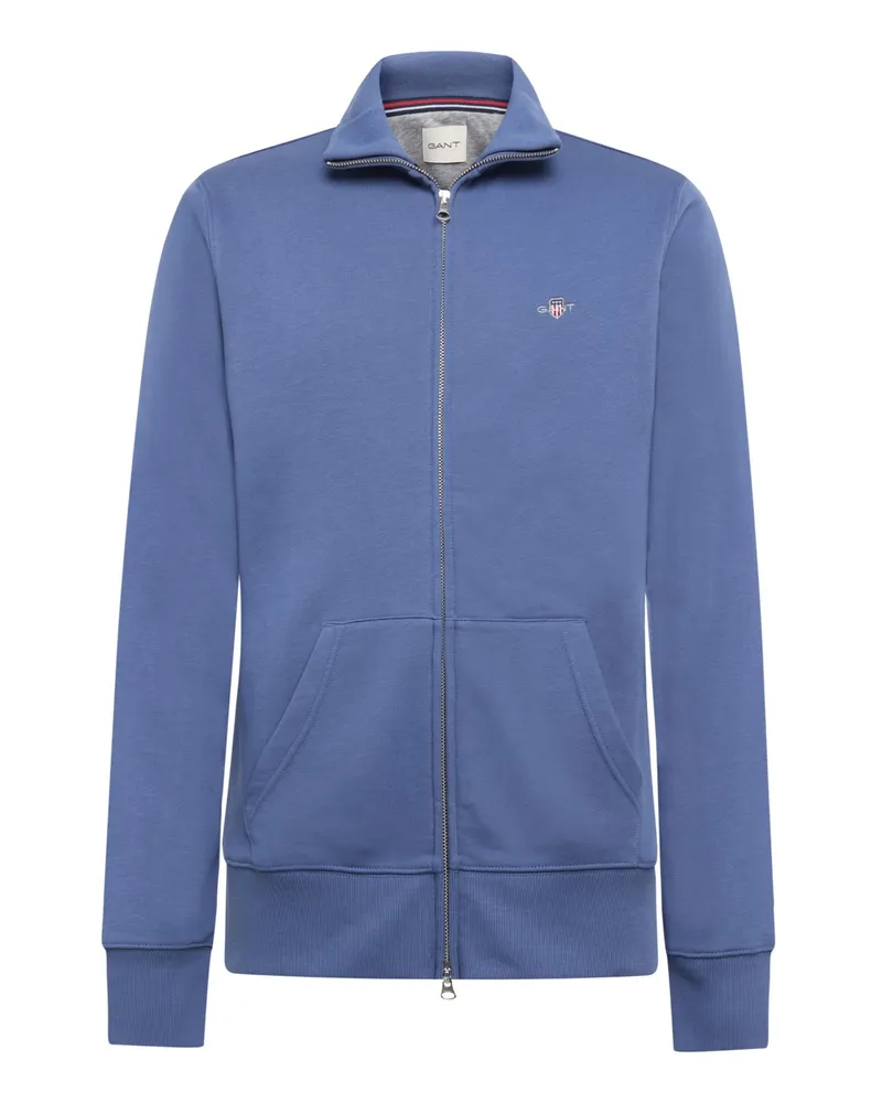 Gant Sweatjacke mit gesticktem Flag-Logo auf der Brust in Mittelblau