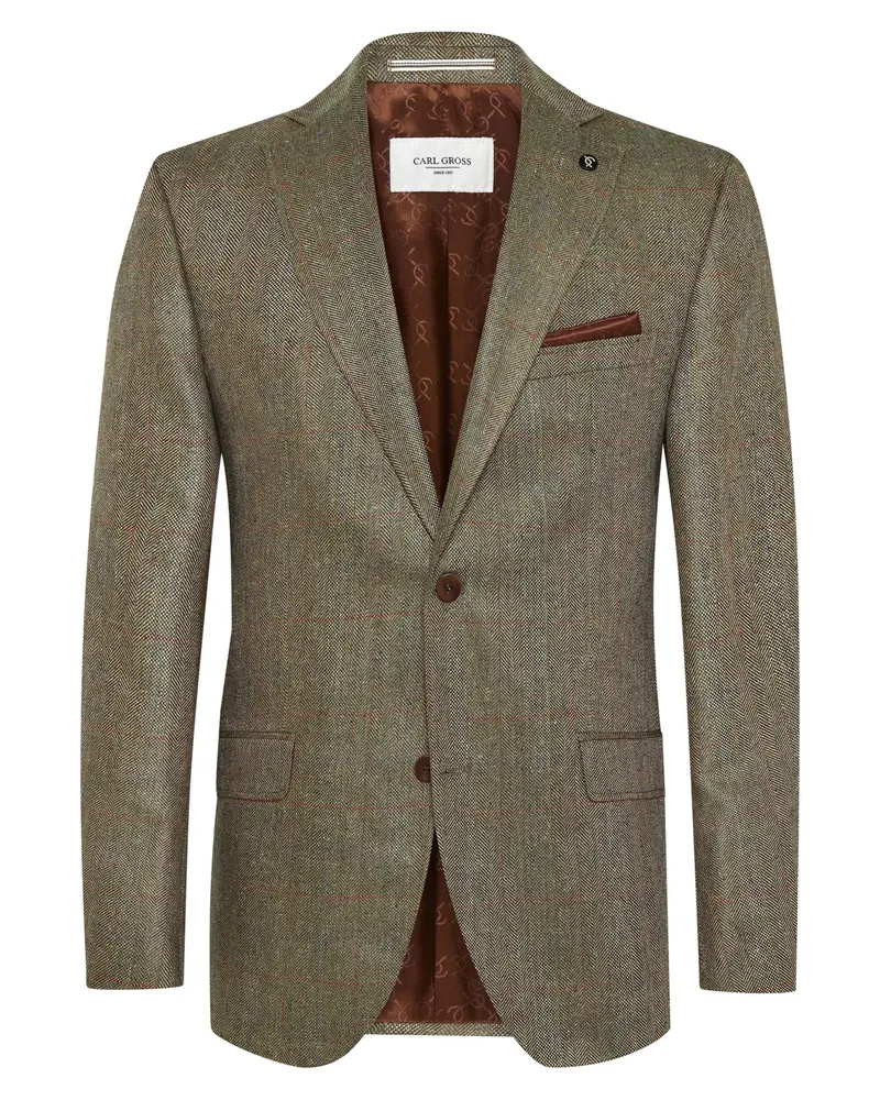 Carl Gross Softes Einreiher-Sakko Theo aus Seide mit fallendem Revers in Oliv